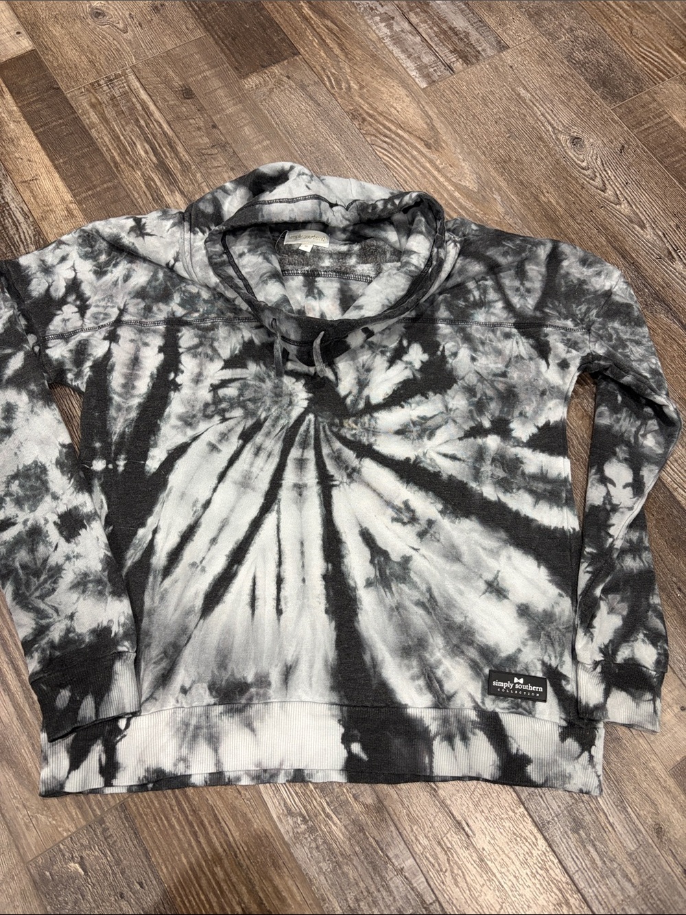 Simply Southern Black & White Tie-Dye Hooded Sweatshirt